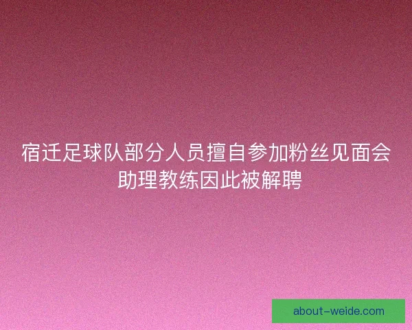 宿迁足球队部分人员擅自参加粉丝见面会 助理教练因此被解聘